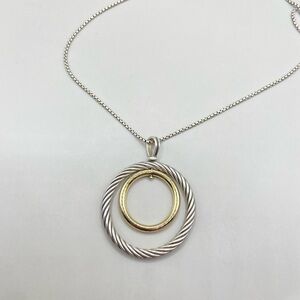 David Yurman Two Tone Mobile Circle Pendant Necklace
